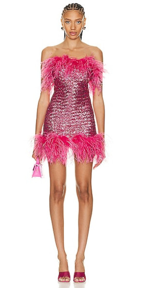 Oseree - Paillettes Plumage Mini Dress