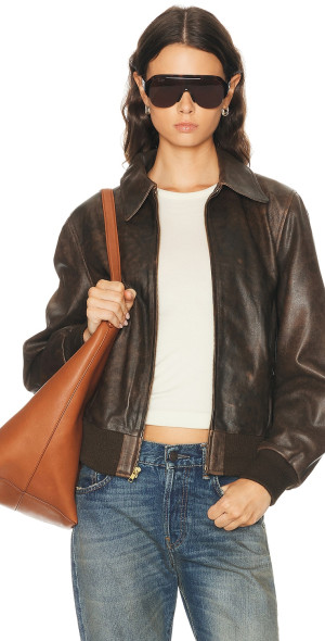 R13 - Boyfriend Leather Bomber Jacket