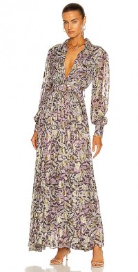 rococo sand floral maxi dress