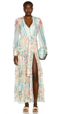 rococo sand floral maxi dress