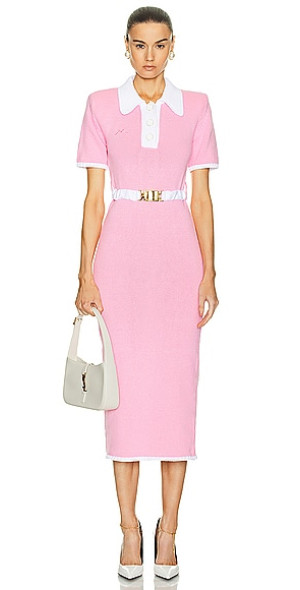 chinese dress ladies Shop Seasonal Pink Cashmere Maxi Polo Dress main image 1
