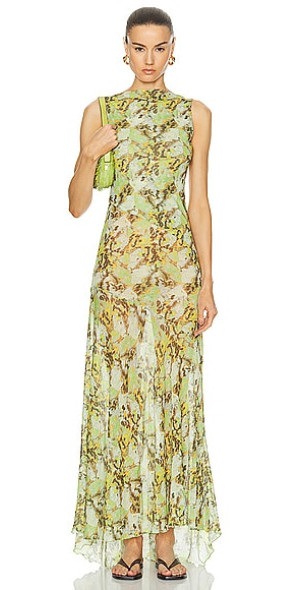 strapless open back dress Siedres Nuina Open-Back Ruched Midi Semi Sheer Mesh Dress main image 1