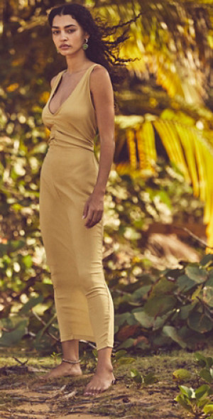 knee length dresses for ladies Lyla Asymmetrical Satin Maxi Dress - Bronze Taupe