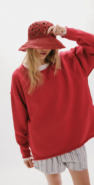 Free People Cut-Out Daisy Crochet Straw Bucket Hat