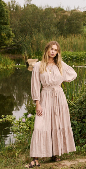 knee length dresses for ladies Free People Falling Sun Midi Dress — 100% Cotton main image 0