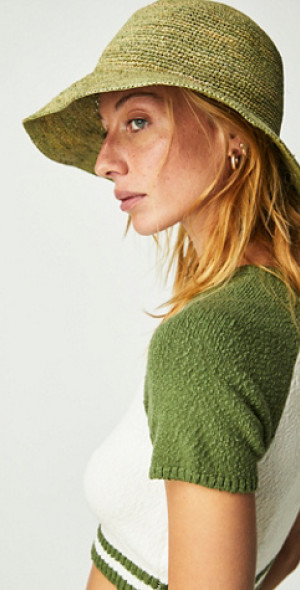 Free People - Sublime Straw Bucket Hat by , Green, One Size