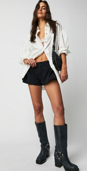 Free People We The Free Blue Bell Low Rise Pleated Shorts Free People We The Free Blue Bell Low Rise Pleated Shorts