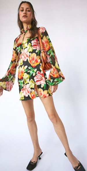 knee length dresses for ladies Orange Sequin Mini Dress Large main image 1