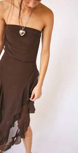 Kim Shui - Mesh Cut Out Ruffle Maxi Dress