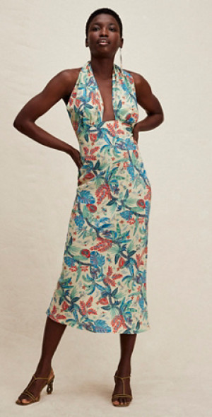 shona joy halter dress Shona Joy La Lune Ruched Halter Maxi Dress in Brown