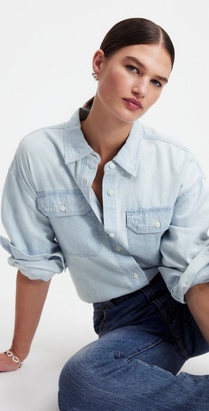 Madewell - Alexa Chung for Oversized Denim Shirt in Dunklin Wash