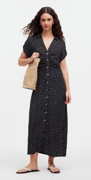 madewell button midi dress Cassie Button-Front Midi Dress in Linen