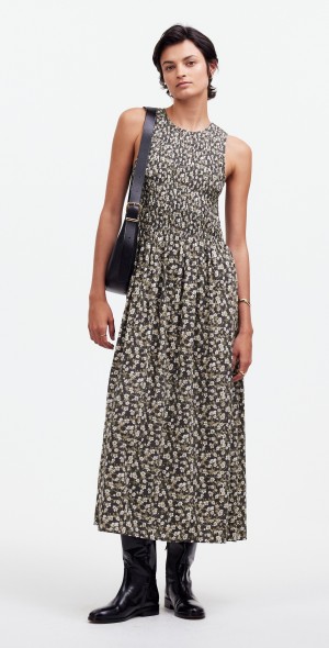 madewell smocked halter midi dress in floral Women's Madewell x Shopbop Smocked Halter Midi Dress in Coral Bloom