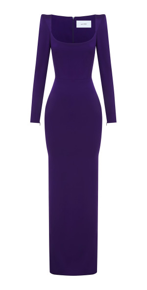 dillard's formal dresses for weddings sale Long Sleeve Sash Drape Gown in Satin Crepe – Alex Perry main image 1