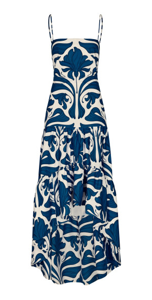 Andres Otalora - - Joya Colonial Tiered Cotton Poplin Maxi Dress - Blue -  US 6 - Only At Moda Operandi