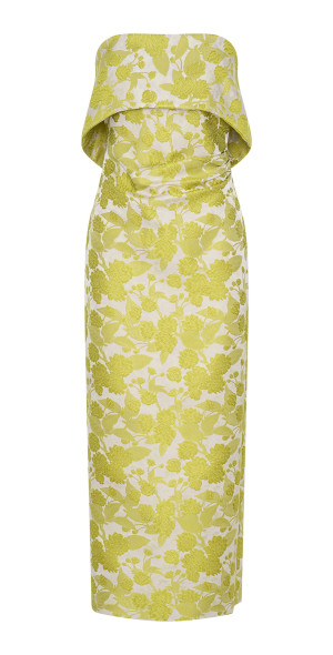 anna quan aelin strapless brocade midi dress AELIN DRESS (WATER LILLIES W/ SHELL)  ANNA QUAN US