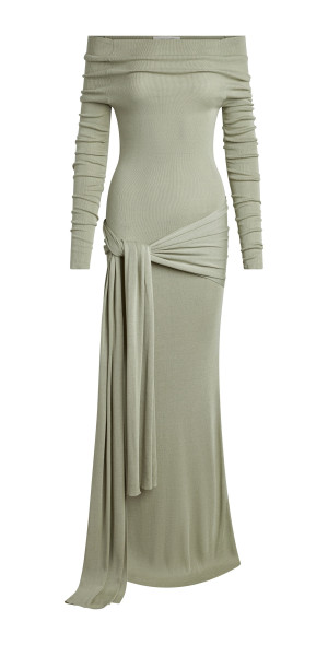 chinese dress ladies Heather Gray Off Shoulder Maxi Dress