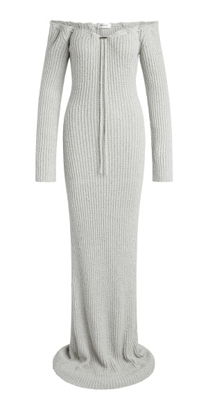 Aya Muse - - Loki Off-The-Shoulder Knit Cotton Maxi Dress - Light Grey