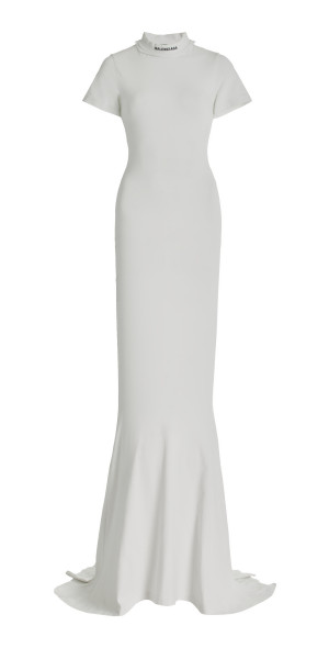 Balenciaga Stretch-Cotton Maxi T-Shirt Dress White XS