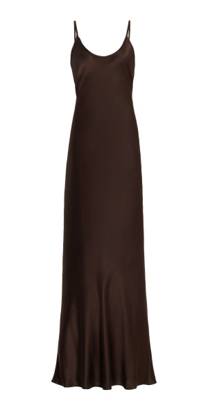 chinese dress ladies Lilly Sweetheart Satin Maxi Dress / Dark Chocolate | Meshki main image 0