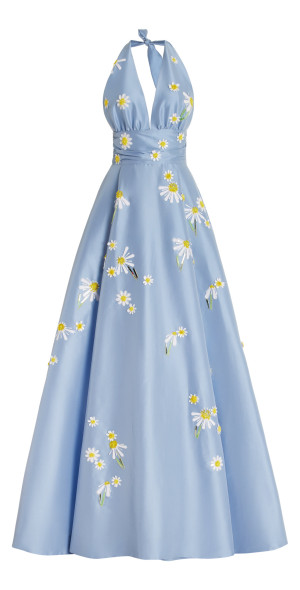 daisy blue dress Blue and Yellow Daisy Floral Tea Length Dress – Ohmollydress main image 0
