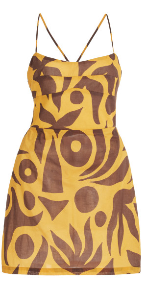 cala de la cruz tere linen mini dress Cala De La Cruz Tere Linen Dress in Red