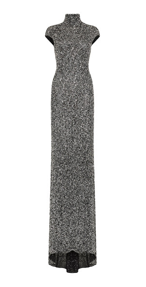 carla zampatti sequin dress Carla Zampatti - - High Neck Crushed Sequin Gown - Silver - AU 16