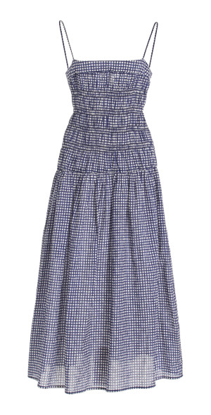 foufou　bicolar classical check dress Ciao Lucia - - Rossella Checked Cotton Midi Dress - Blue - L