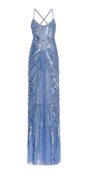 Cucculelli Shaheen Deco Devium Embellished Tulle Maxi Dress