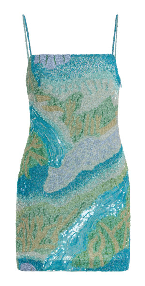 cult gaia dress blue ASTR the Label | Alcina Tiered Maxi Dress in Blue White Polkadot main image 0