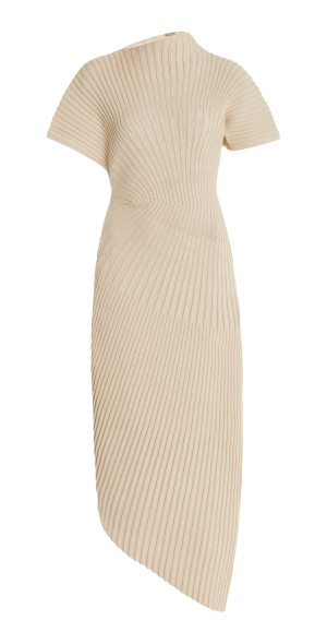 Cult Gaia - - Chrysta Asymmetric Ribbed-Knit Cotton Dress - Neutral - L