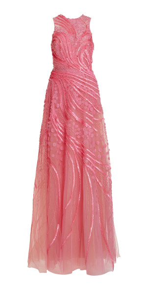 green emerald velvet dress Bead Embroidered Long Dress  ELIE SAAB