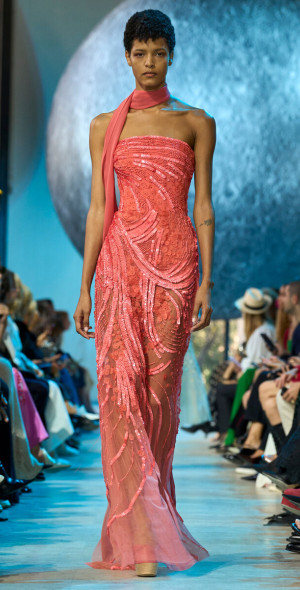 green emerald velvet dress Bead Embroidered Long Dress – ELIE SAAB main image 1