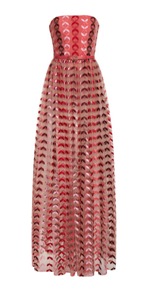 Elie Saab Strapless Embellished Drop Waist Maxi Dress Pink