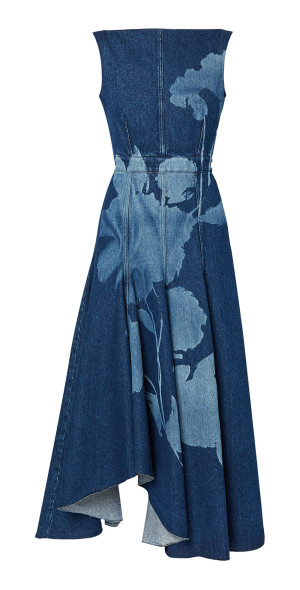 slate blue prom dress Erdem blue and black flower brocade long sleeved dress – Loop Generation