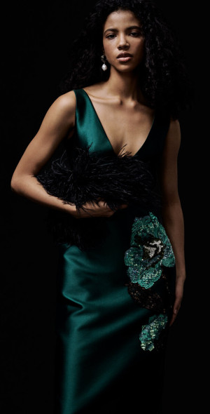 erdem dress green Tina Holly Couture TA807 Emerald Green Velvet Long Sleeve Formal Dress Green / 24 AUS main image 1