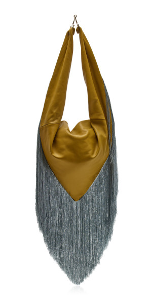 FRANÇOISE - - Push Medium Fringed Leather Shoulder Bag - Green - OS