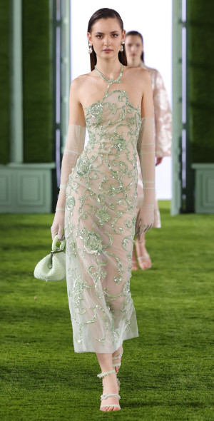 Georges Hobeika Embellished Georgette Halter Midi Dress