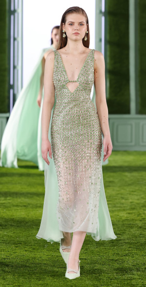 Georges Hobeika Embellished Georgette Midi Dress Green FR