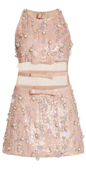 giambattista valli embroidered boucle mini dress Giambattista Valli Rose Boucl Tweed Shift Dress in Natural