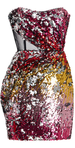 halpern sequin mini dress Halpern Wave-Pattern Sequin Mini Dress