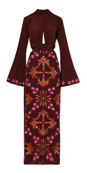 Johanna Ortiz Aurora Mágica Embroidered Silk Maxi Dress