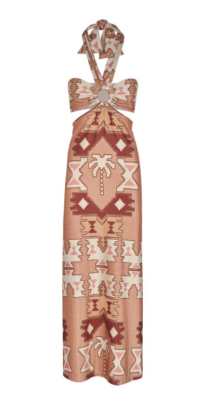 Johanna Ortiz - - Exclusive Quechua Bronze Congo Star Midi Dress