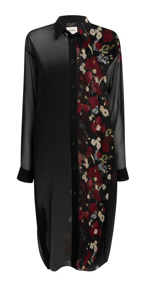 Khaite - - Gloria Printed Chiffon Midi Dress - Black