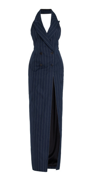 LaQuan Smith - - Pinstripe Maxi Dress - Navy - L - Only At Moda Operandi