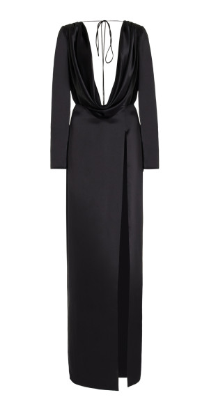laquan smith black dress One-Shoulder Pleated Colorblock Dress