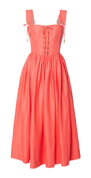chinese dress ladies Sweetheart Corset Linen Dress