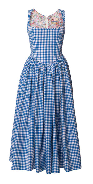 Lena Hoschek - - Tessa Cotton Plaid Drop Waist Midi Dress - Blue - S