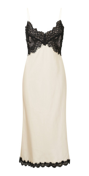 LoveShackFancy - - Ameliane Lace-Trimmed Slip Midi Dress - Black/white - US  8 - Only At Moda Operandi
