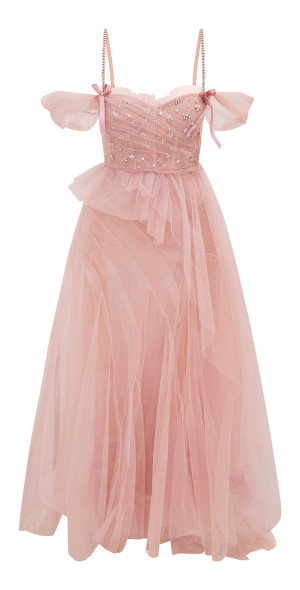 chinese dress ladies Arabella Embroidered Tulle Maxi Dress main image 0